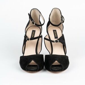 Escada Black Strappy Heels